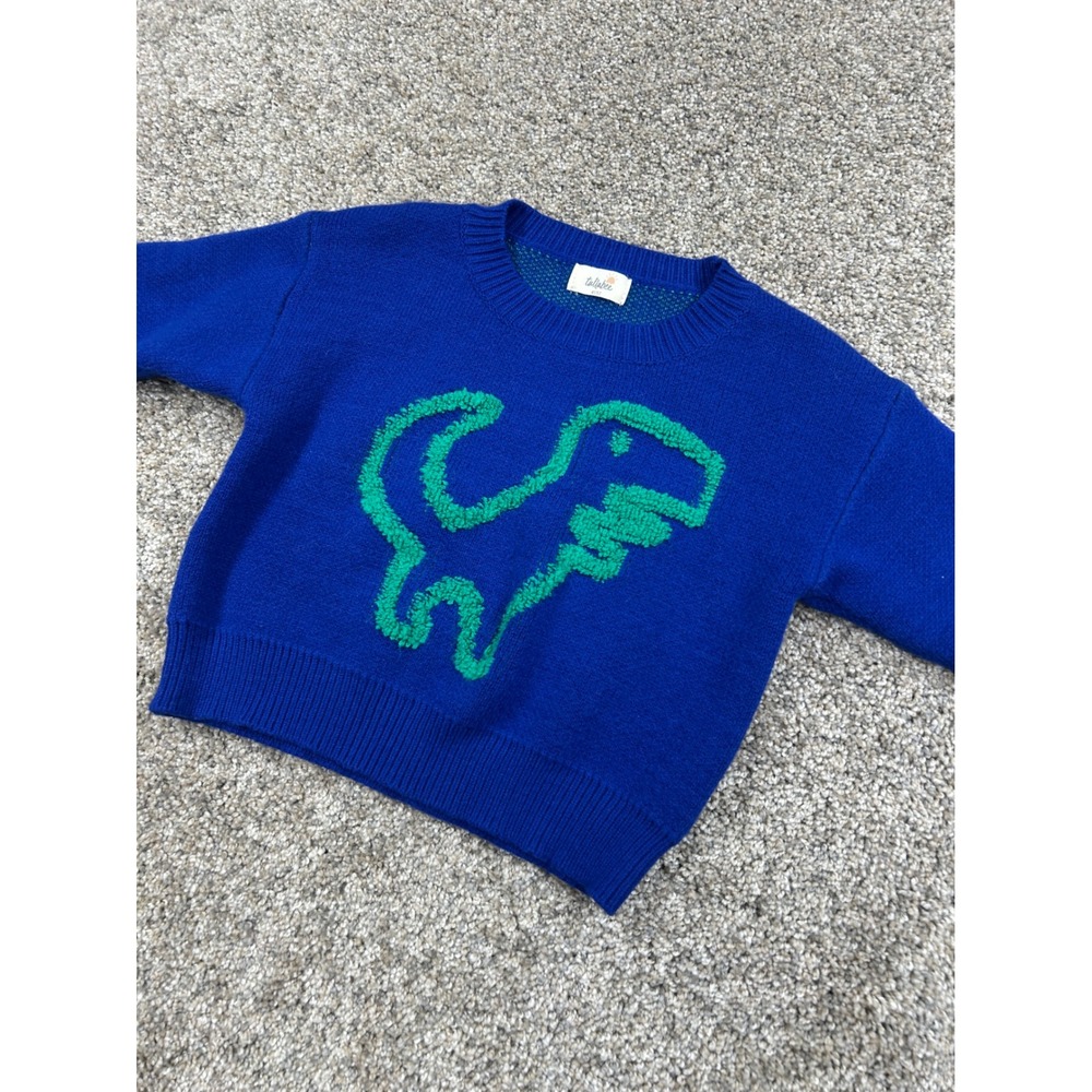 Tullabee Kids Royal Blue Dinosaur Knit Sweater 4T/5T #0902